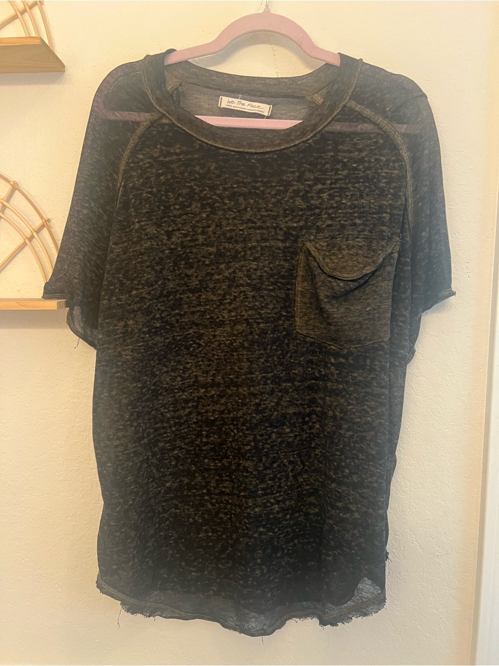 Free People We The Free Burnout Pocket Tee Large Black Oversized